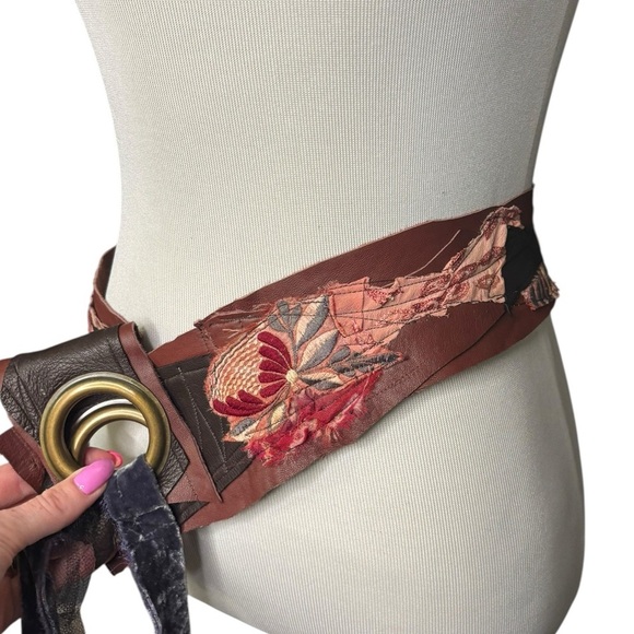 Boho Shabby Chic Leather Art To Wear Patchwork Handmade Belt - Picture 4 of 12